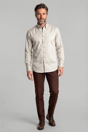 Bisse Casuel Regular Fit Spor Pamuk Bej Erkek Gömlek GMGBR2023001_D07