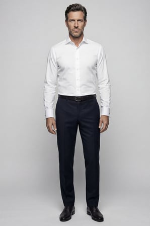 Bisse İtalyan Regular Fit Double Manşet Pamuk Beyaz Erkek Gömlek GMKLS092230019_D01