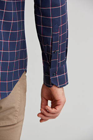 Bisse Regular Fit Ekoseli Kırmızı Spor Erkek Gömlek GMEKS0122300219_D24