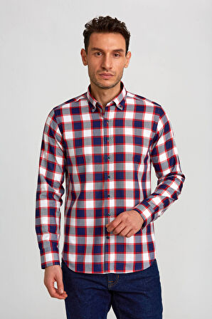 Bisse Regular Fit Paşa Yaka Düğmeli Kırmızı Spor Erkek Gömlek GMEKS0122300221_D24