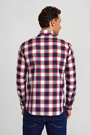 Bisse Regular Fit Paşa Yaka Düğmeli Kırmızı Spor Erkek Gömlek GMEKS0122300221_D24