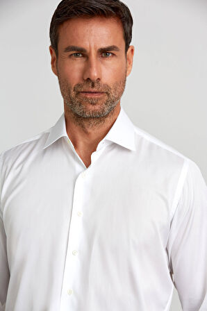 Bisse Platinium İtalyan Kumaş Regular Fit Beyaz Erkek Gömlek PLTG001_D01