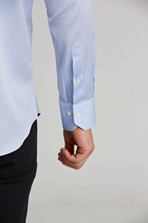 Bisse Platinium Regular Fit İtalyan Kumaş Mavi Erkek Gömlek PLTG002_D35