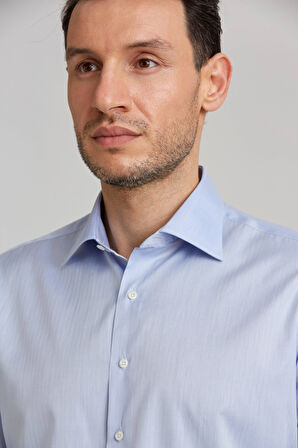 Bisse Platinium Regular Fit İtalyan Kumaş Mavi Erkek Gömlek PLTG002_D35