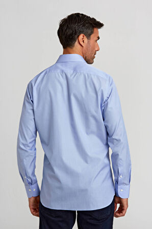 Bisse Regular Fit İtalyan Yaka Mavi Erkek Gömlek PLTG009_D35