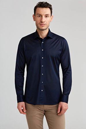 Bisse Platinium Regular Fit Koyu Lacivert Gri Gömlek PLTG026_40