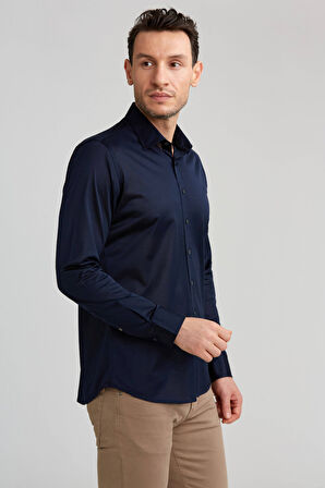 Bisse Platinium Regular Fit Koyu Lacivert Gri Gömlek PLTG026_40