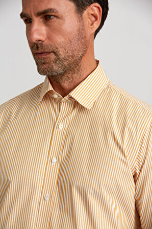 Bisse Regular Fit Paşa Yaka Düğmeli Hardal Erkek Gömlek GMCZG3PS22400003_D19