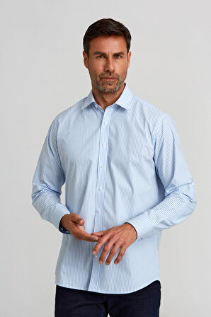 Bisse Regular Fit Paşa Yaka Düğmeli Açık Mavi Erkek Gömlek GMCZG3PS22400003_D33