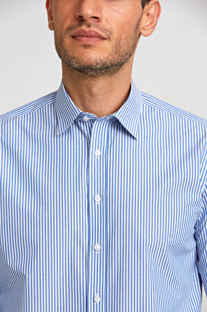 Bisse Regular Fit Paşa Yaka Düğmeli Mavi Erkek Gömlek GMCZG3PS22400003_D35