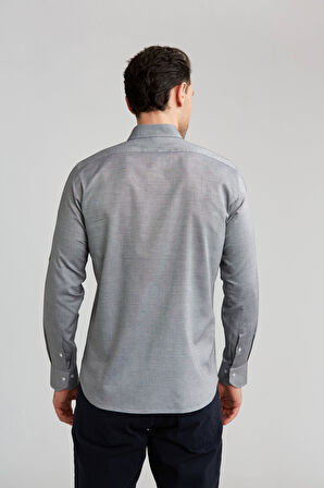 Bisse Regular Fit Paşa Yaka Düğmeli Gri Erkek Gömlek GMOK3PS22400001_D55