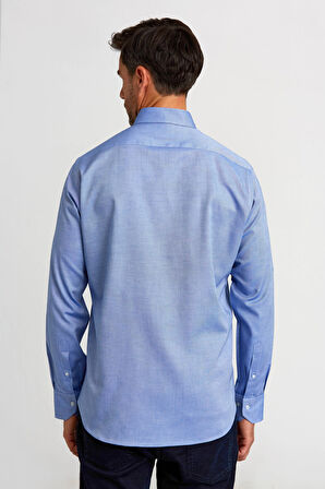 Bisse Regular Fit Paşa Yaka Düğmeli İndigo Erkek Gömlek GMOK3PS22400001_D66
