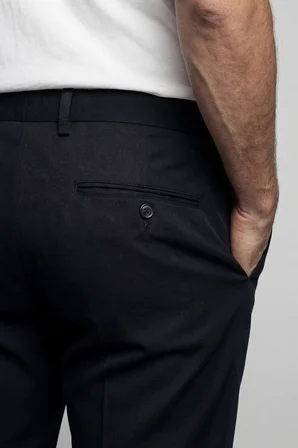 Bisse Siyah Pamuk Cepli Pilesiz Spor Pantolon PNS24Y24108_D99