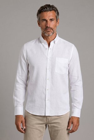 Bisse BeYaz Grubu Regular Fit Keten Paşa Yaka Gömlek GMKTN3PS224003_D01