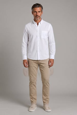 Bisse BeYaz Grubu Regular Fit Keten Paşa Yaka Gömlek GMKTN3PS224003_D01
