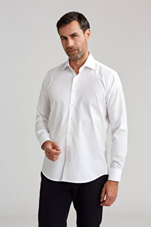 Bisse Regular Fit Beyaz Klasik Erkek Gömlek GMKLS1KD224004_D01