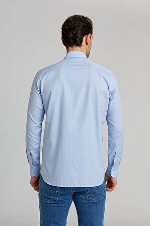 Bisse Regular Fit Mavi Klasik Erkek Gömlek GMKLS1KD224004_D35