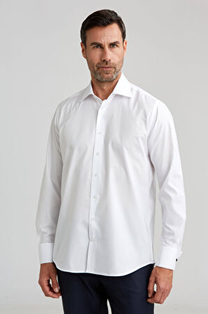 Bisse Regular Fit Beyaz Klasik Erkek Gömlek GMKLS1KD224005_D01