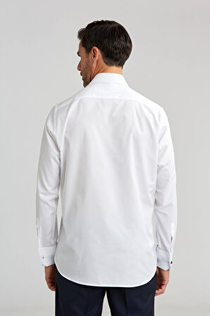Bisse Regular Fit Beyaz Klasik Erkek Gömlek GMKLS1KD224005_D01