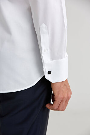 Bisse Regular Fit Beyaz Klasik Erkek Gömlek GMKLS1KD224005_D01