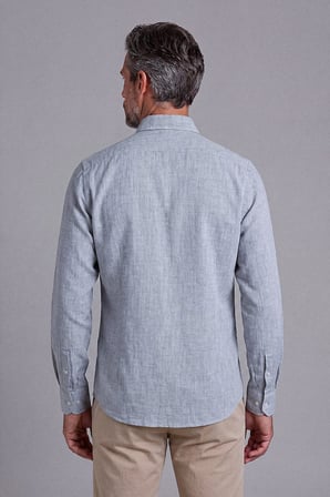 Bisse Gri Regular Fit Pamuk Keten Birit Yaka Gömlek GMKTNA122009_D55