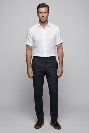 Bisse Regular Fit Tek Cepli Keten Doğal Pamuk Beyaz Erkek Gömlek GMKTN1KC224010_D01