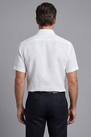 Bisse Regular Fit Tek Cepli Keten Doğal Pamuk Beyaz Erkek Gömlek GMKTN1KC224010_D01