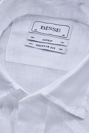 Bisse Birit Yaka Kısa Kollu Regular Fit Beyaz Erkek Gömlek GMKTNA1224013_D01