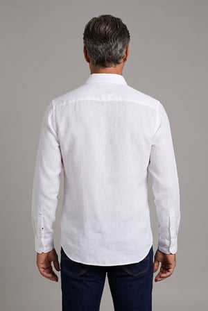 Bisse BeYaz Grubu Regular Fit Keten Cepsiz Paşa Yaka Gömlek GMKTN3PS224015_D01