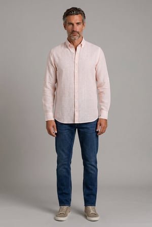 Bisse Hardal Regular Fit Pamuk Keten Paşa Yaka Gömlek GMKTN3PS224018_D19