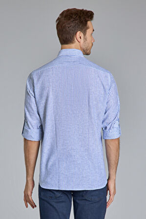 Bisse Regular Fit Paşa Yaka Lacivert Erkek Gömlek GMKTN3PS224018_D39