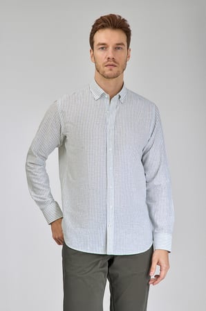 Bisse Regular Fit Paşa Yaka Yeşil Erkek Gömlek GMKTN3PS224018_D46