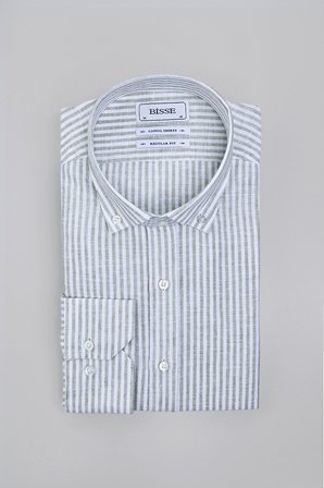 Bisse Regular Fit Paşa Yaka Yeşil Erkek Gömlek GMKTN3PS224018_D46