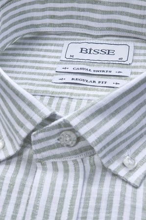 Bisse Regular Fit Paşa Yaka Yeşil Erkek Gömlek GMKTN3PS224018_D46