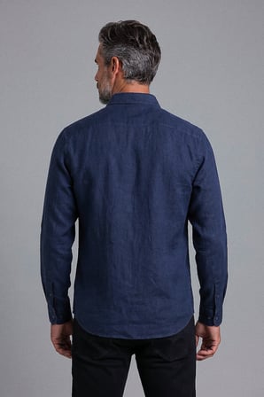Bisse Lacivert Regular Fit Pamuk Keten Gömlek GMKTN7AJ224019_D39