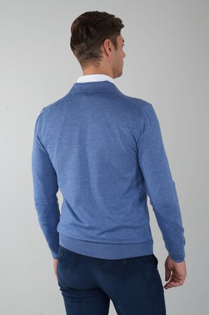 Bisse Indigo Düğmeli Polo Yaka Erkek Yün Triko TR24K24201_D66