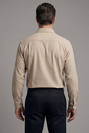 Bisse Regular Fit Spor Yaka Pamuk Keten Sarı Erkek Gömlek GMKTN3SP224007_D17
