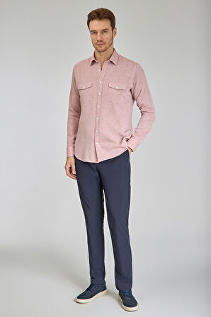 Bisse Spor Yaka Uzun Kollu Regular Fit Kırmızı Erkek Gömlek GMKTN3SP224007_D24