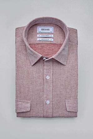 Bisse Spor Yaka Uzun Kollu Regular Fit Kırmızı Erkek Gömlek GMKTN3SP224007_D24