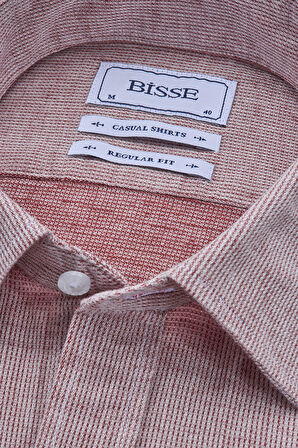 Bisse Spor Yaka Uzun Kollu Regular Fit Kırmızı Erkek Gömlek GMKTN3SP224007_D24