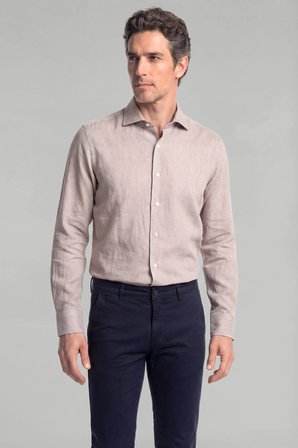 Bisse Erkek Regular Fit Pamuk Cepsiz Bej Gömlek GMKLS1BI224003_D07