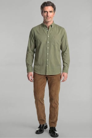 Bisse Regular Fit Paşa Yaka Keten Yeşil Erkek Gömlek GMKTN3PS224003_D47