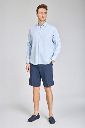 Bisse Regular Fit Uzun Kollu Mavi Erkek Gömlek GMKTN4PAL224020_D35