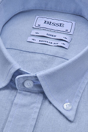 Bisse Regular Fit Uzun Kollu Mavi Erkek Gömlek GMKTN4PAL224020_D35