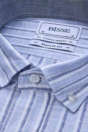 Bisse PAŞA YAKA REGULAR FİT UK GÖMLEK T CEP Mavi GMKTN3PS224008_D35