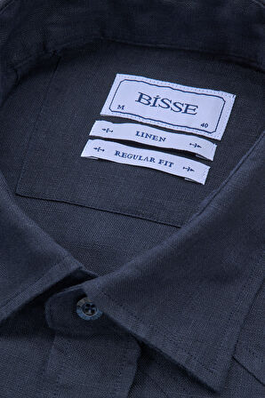 Bisse Birit Yaka Kısa Kollu Regular Fit Lacivert Erkek Gömlek GMKTNA1224013_E39