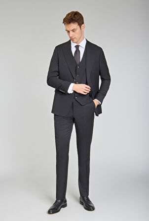 Bisse Kırlangıç Yaka, Çift Yırtmaçlı, 6 Drop Gri Erkek Takım Elbise PTK24K24211_D99