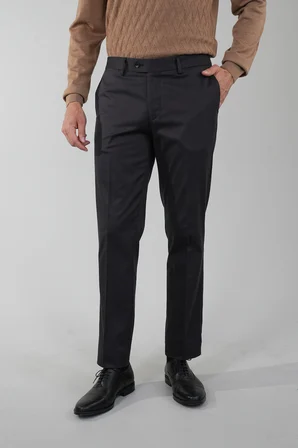 Bisse Antrasit Pamuk Polyester Doğal Pilesiz Spor Pantolon PNS24K24003_D58