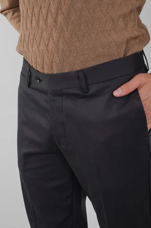 Bisse Antrasit Pamuk Polyester Doğal Pilesiz Spor Pantolon PNS24K24003_D58