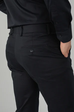 Bisse Siyah Pamuk Polyester Doğal Pilesiz Spor Pantolon PNS24K24007_D99